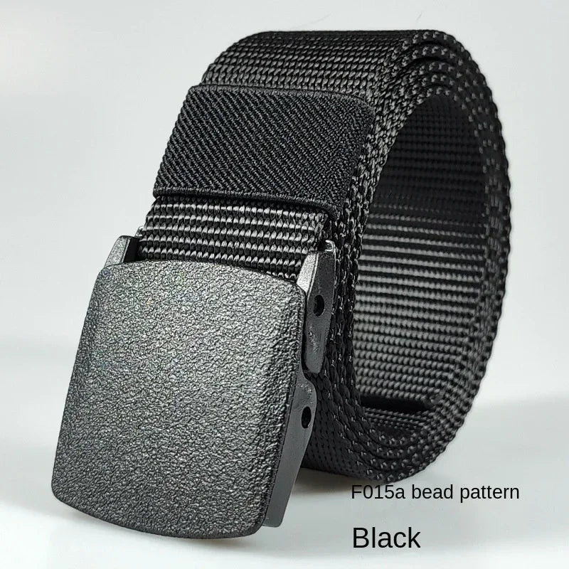 Ceintures en nylon à boucle automatique pour femmes, en toile, pour voyage en plein air, pantalons de sport haut de gamme, ceintures non métalliques pour hommes, blanc, noir, bleu, rouge