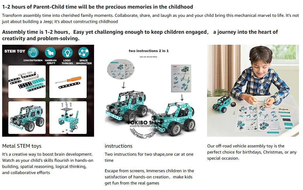 Building Toys Model Truck Set STEM Building Projects Model Car Kit Toys for Kids Assembly Toys for Boys 3D Metal Engineering Kit