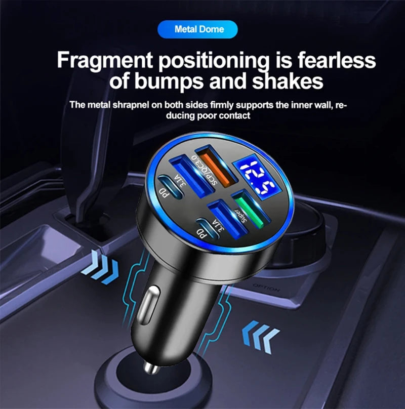 100W 6-Port Fast Car Charger