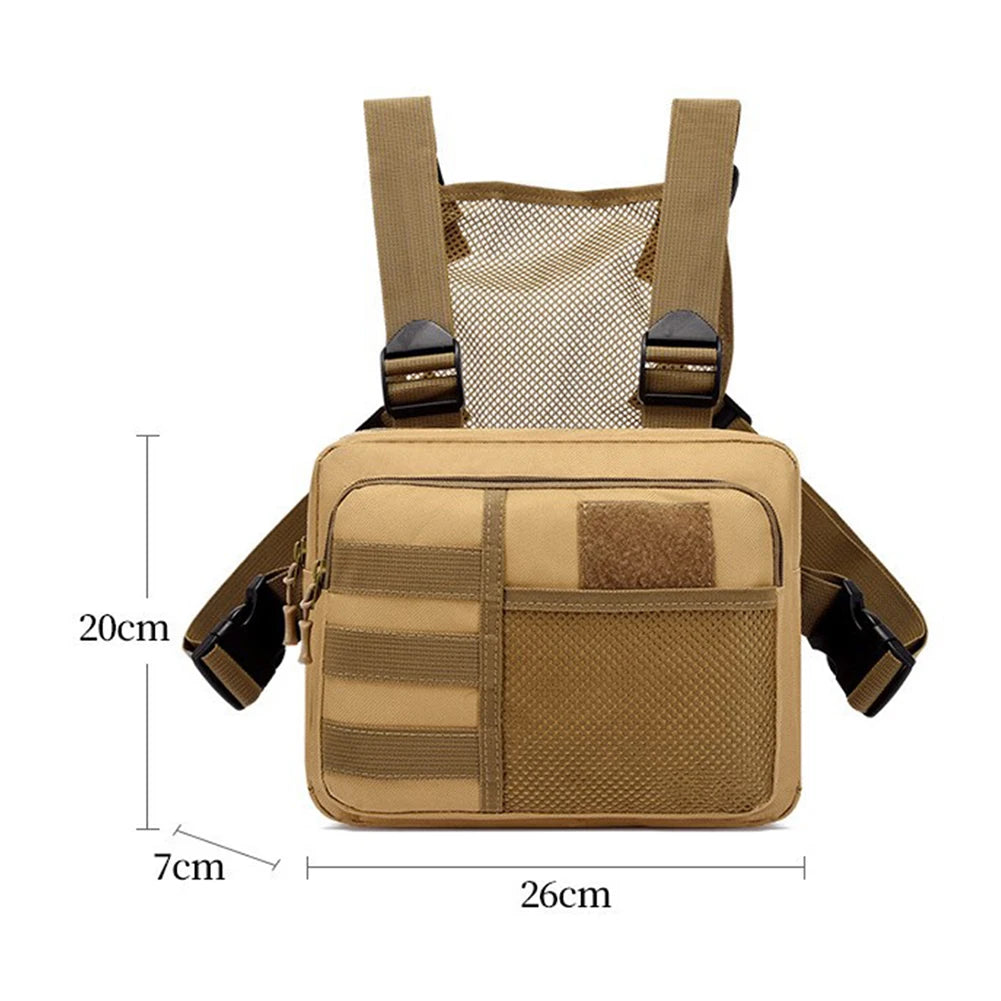 Bolsa de pecho funcional Estilo urbano Punck Bolsa de pecho Moda portátil Multifuncional Múltiples bolsillos Impermeable para senderismo y deportes