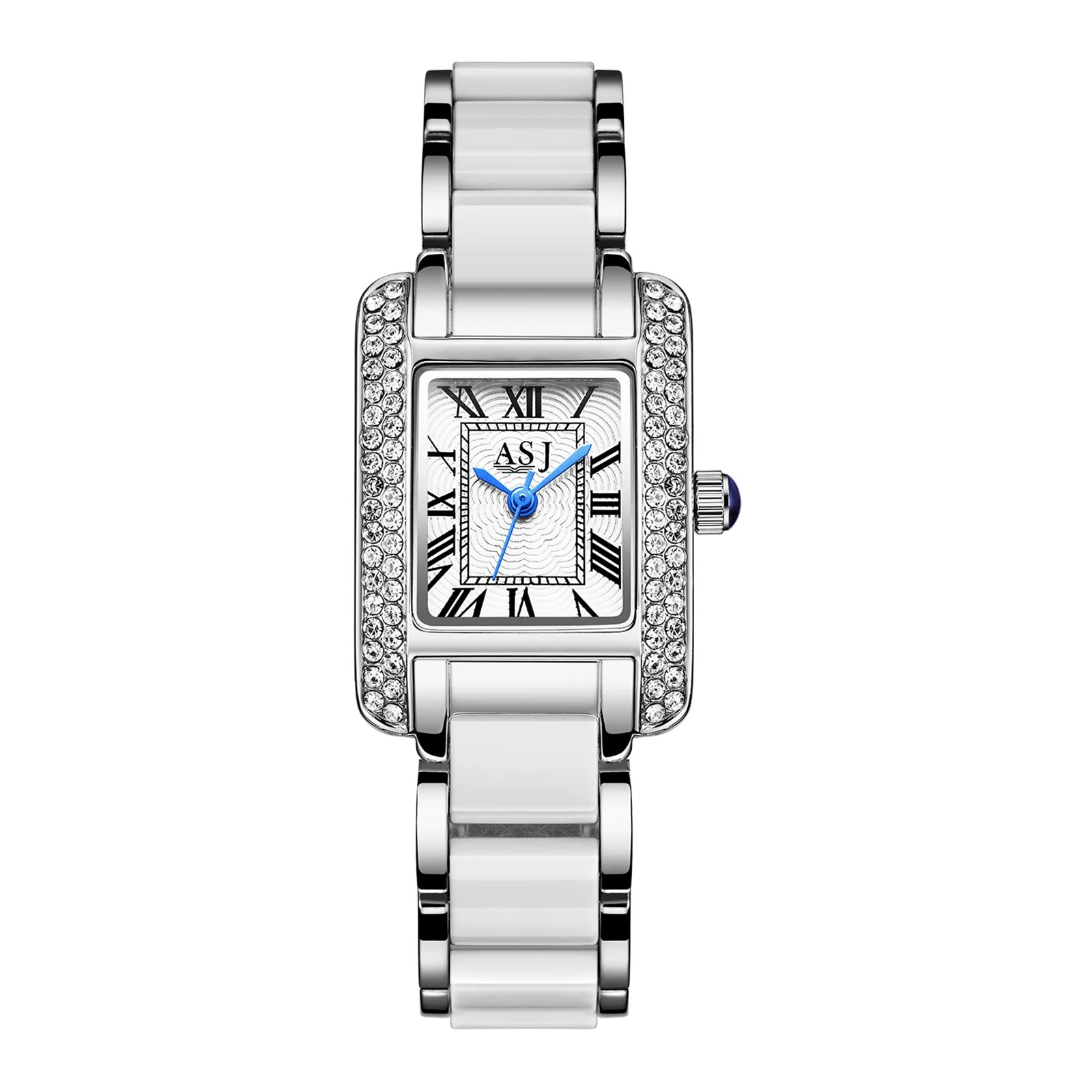 LANCARDO Imitated Ceramic Rectangular Women's Watch Waterproof Easy-to-Read Digital Quartz Splicing White Rose Gold Women Watch