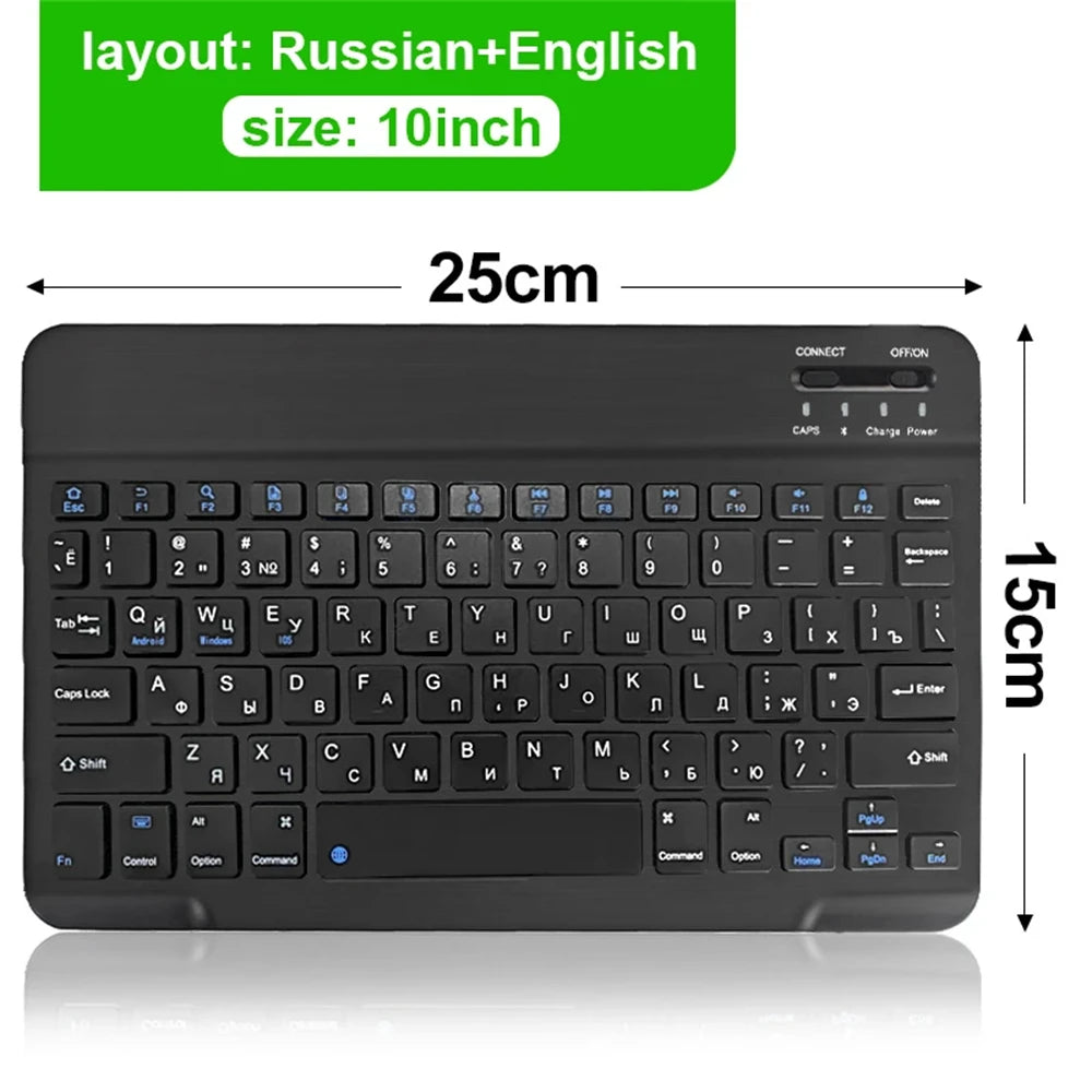 Teclado y ratón inalámbricos Bluetooth para IOS Android Windows Tablet para iPad Air Mini Pro teclado español coreano portugués ruso