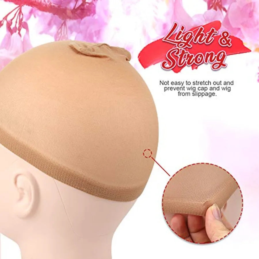 6 Pcs Stocking Wig Caps, Light Brown Stocking Caps For Wigs, Stretchy Nylon Wig Caps for Women, Girls,