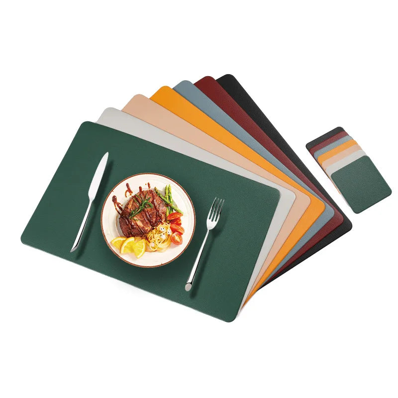 Manteles Individuales de 4 Piezas de 30x45cm, de PU, Limpiables, Impermeables, Resistentes al Calor, Antideslizantes, Fáciles de Limpiar, de Color Sólido para Cocina y Comedor