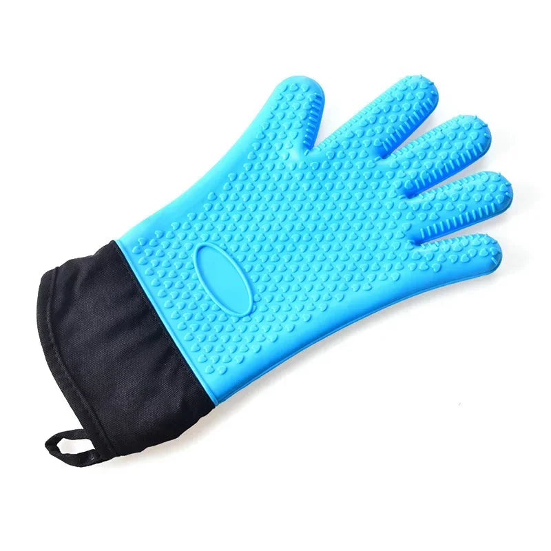 Heat Resistant Oven Gloves for Microwave, Flexible Double Layer Baking Gloves with Silicone and Cotton Kitchen Mitts