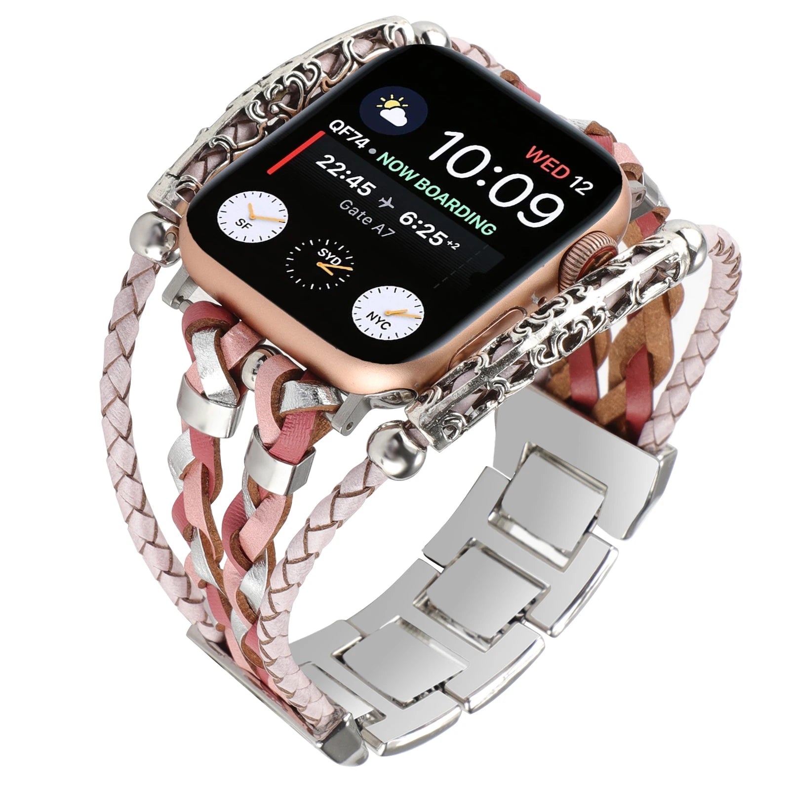 Metal Strap For Apple Watch Band Series876 SE54Ultra Women Jewelry Bracelet Chain IWatch 49mm 45mm 41mm 40mm 38 44mm Peal Wrist