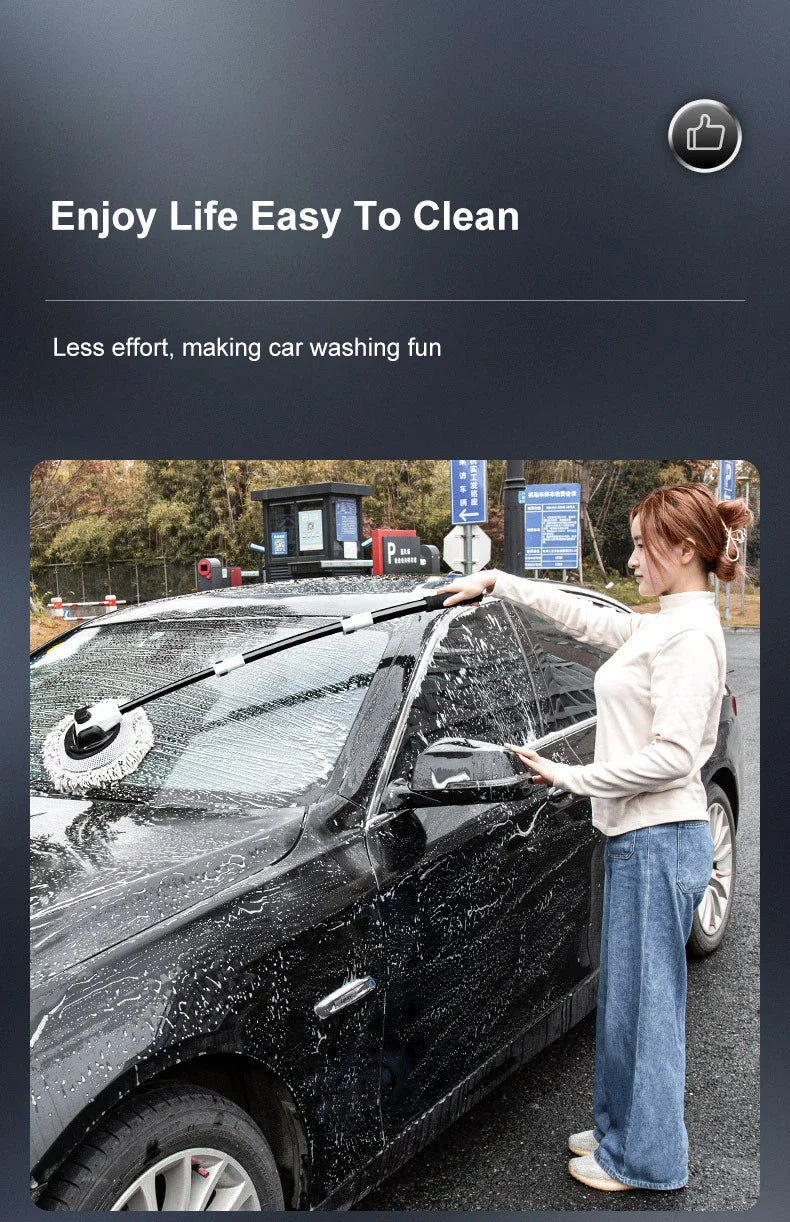 Car Wash Brush Car Cleaning Brush Telescoping Long Handle Mop Soft Hair Chenille Broom Universal Window Wash Auto Accessories