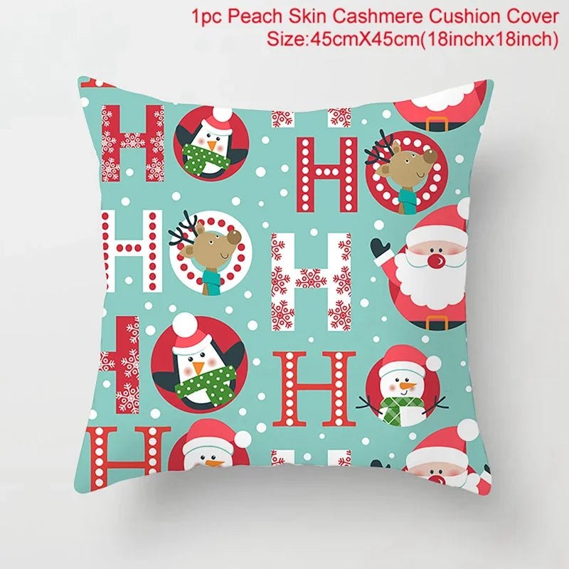 Merry Christmas Cushion Cover Christmas Decorations for Home 2021 Cristmas Ornament Noel Xmas Decor Navidad Happy New Year Gifts