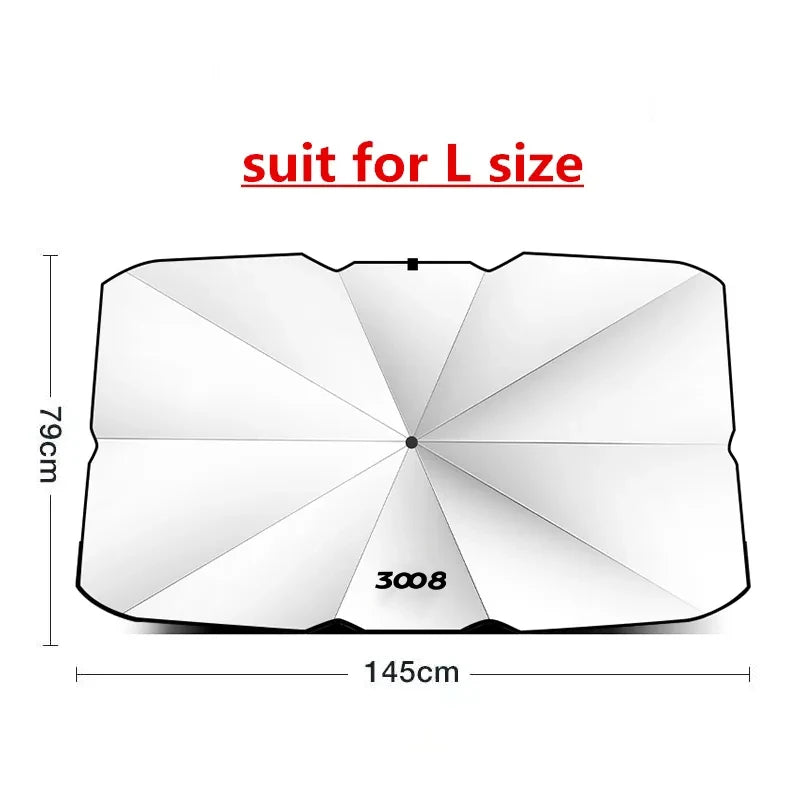 For Peugeot 206 207 208 301 307 308 408 508 607 2008 3008 4008 5008 GT RCZ Car Windshield Sun Shade UV Ray Reflector Umbrella