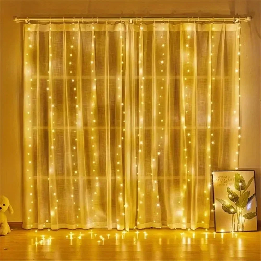 Christmas Fairy Light Party Birthday Decoration 8 Mode LED Holiday Garland Wedding USB Curtain String Light Home Decor 3M 6M