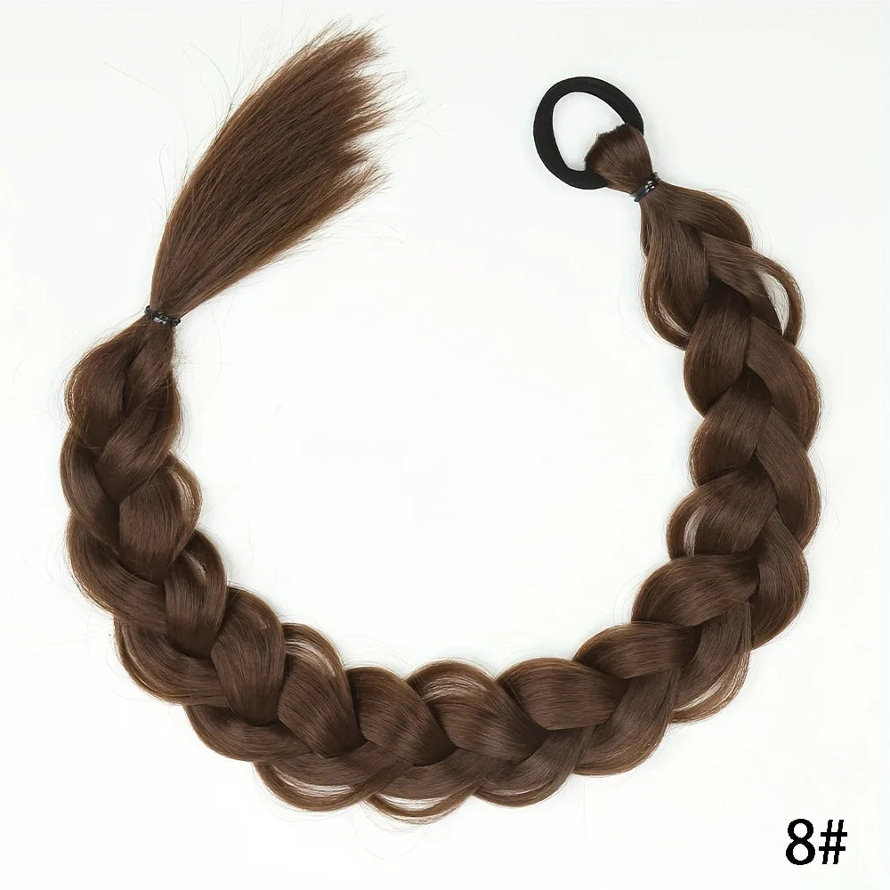 Synthetic 24inch hair extension wig ponytail with hair extensions Long Braided Ponytail Hair Accessories Christmas
