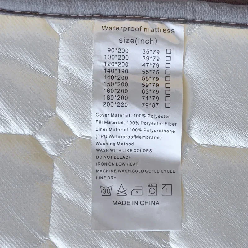 Waterproof  Mattress Pad Bedding Quilted Mattress Topper with Elastic Band Soft Protector Bed Cover Bed Spread Bettlaken 200x220