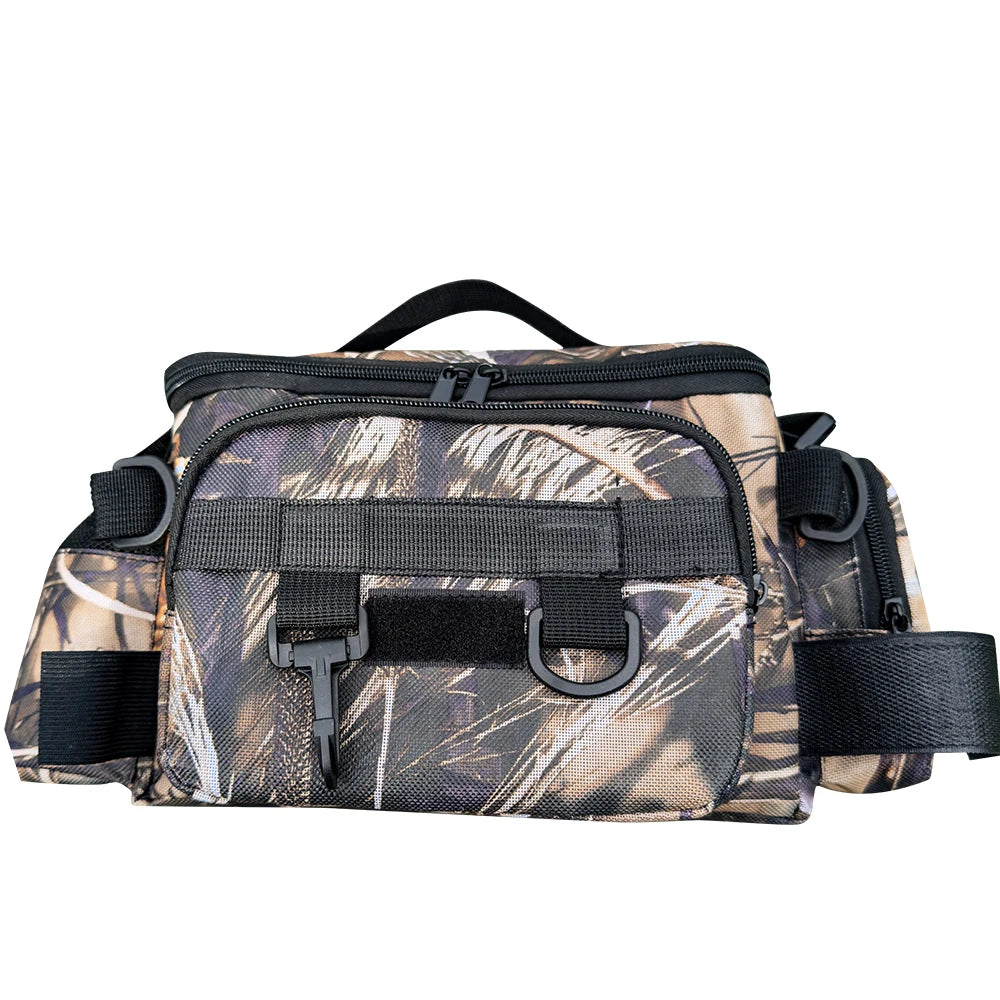 Mochila de pesca, caja de señuelos, bolsa de almacenamiento de aparejos, riñonera para hombres, mochila de pesca con mosca con soporte para caña, bolsa de hombro.