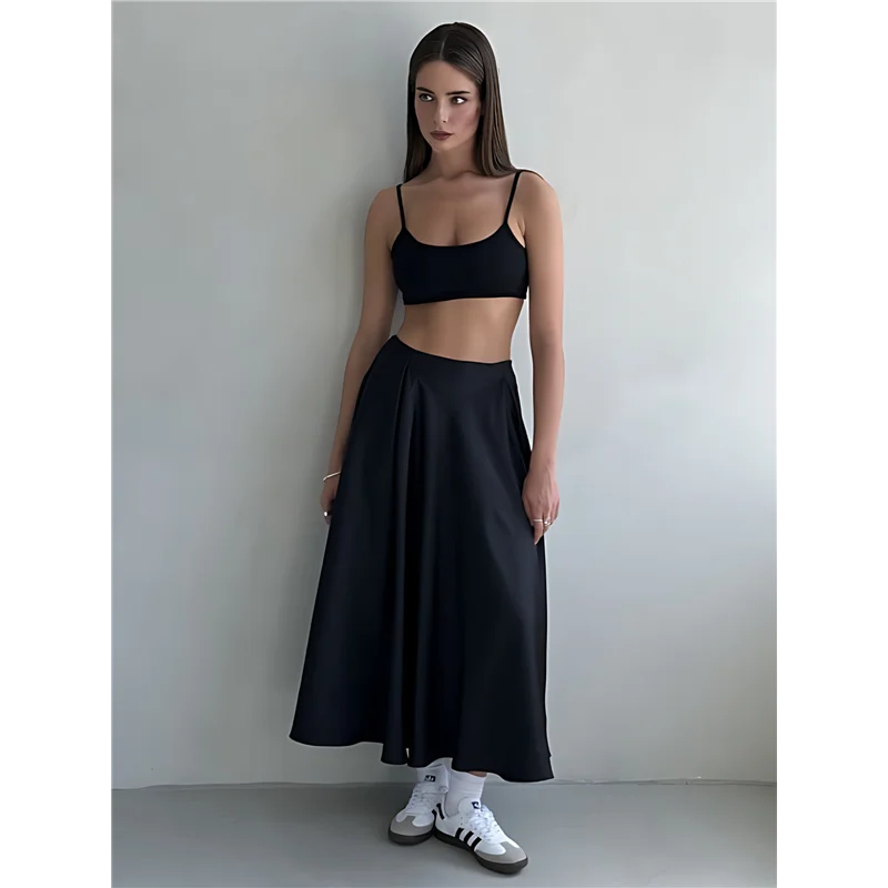 ASDS-Skirts For Women High Waist Skirt Elegant Midi Skirt Satin