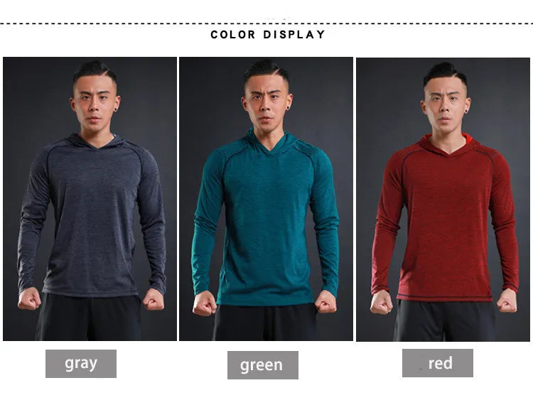 Men Hoodies Summer Running Fitness Casual Hooded Quick Dry Sweatshirts Solid Pullover Shirts with Hood Outdoor Gym Hoodie Man
