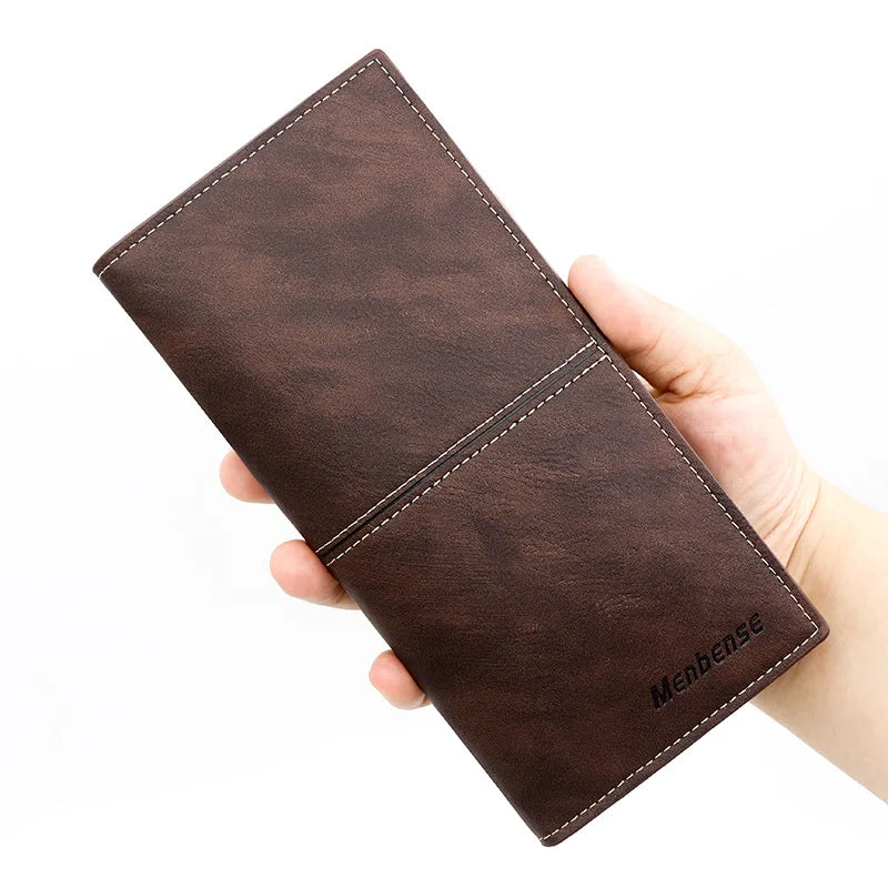Fashion Business Retro Simple Men's Long Wallet Multi Card Holder Large Capacity Plus Wrap Long Wallet Daily Commuter Wallet