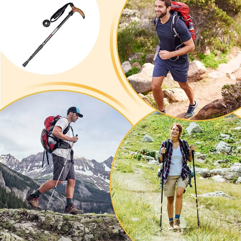 Trekking Poles Hiking Stick Telescopic Mountaineering Gear For Backpacking Mountain Climbing Camping Snowshoeing Skiing