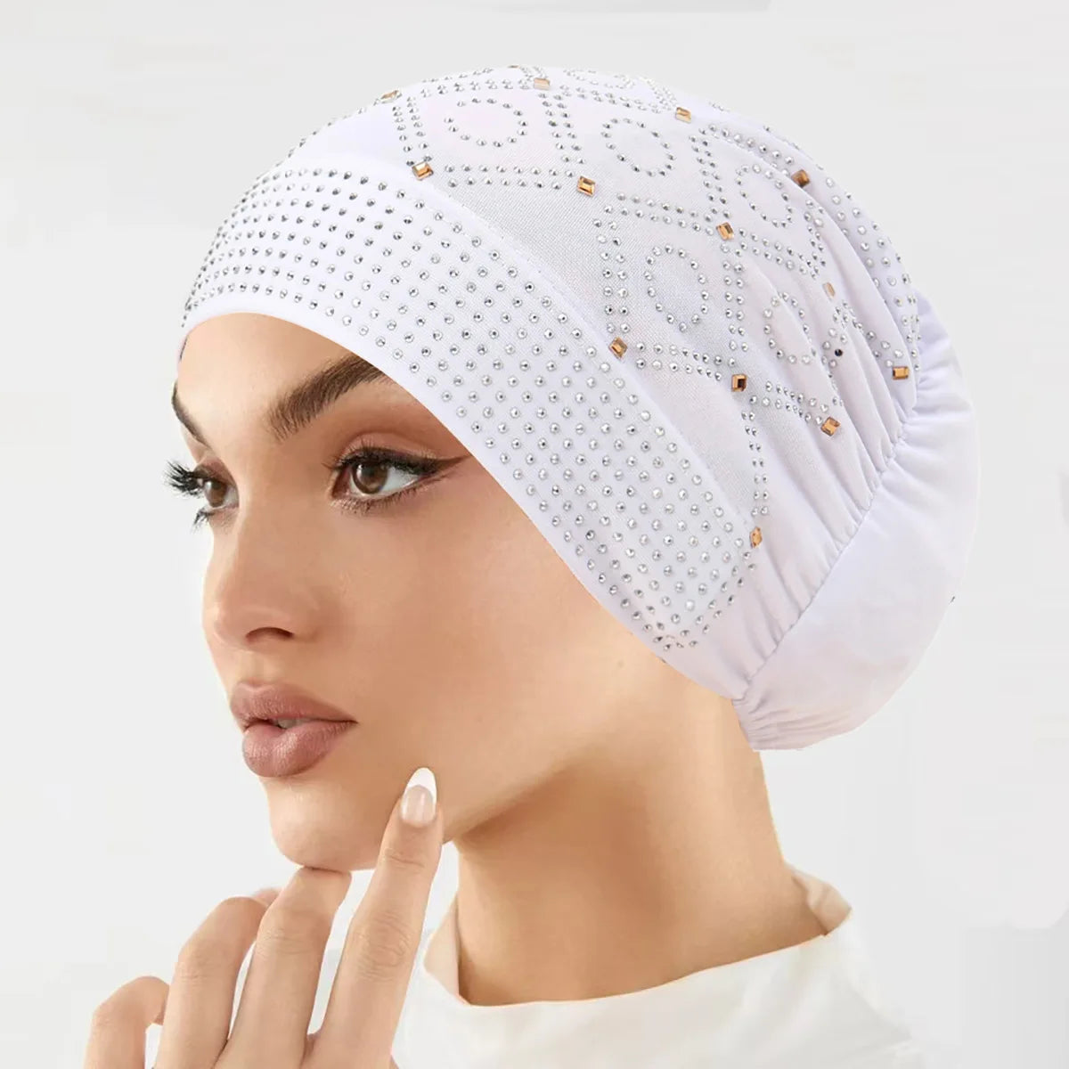 Gorro hiyab con gorro interior de diamantes