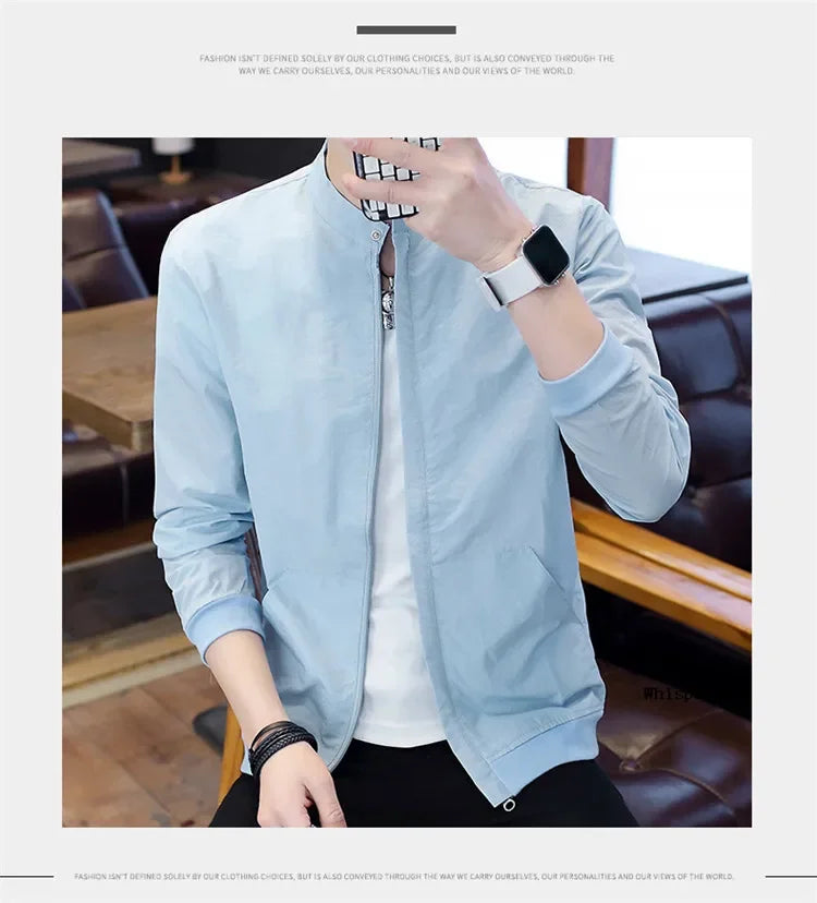 Men's Bomber Jackets Casual Male Thin Outerwear Breathable Sportswear Coats Summer Mens Sunscreen Slim Fit Chaquetas Hombre