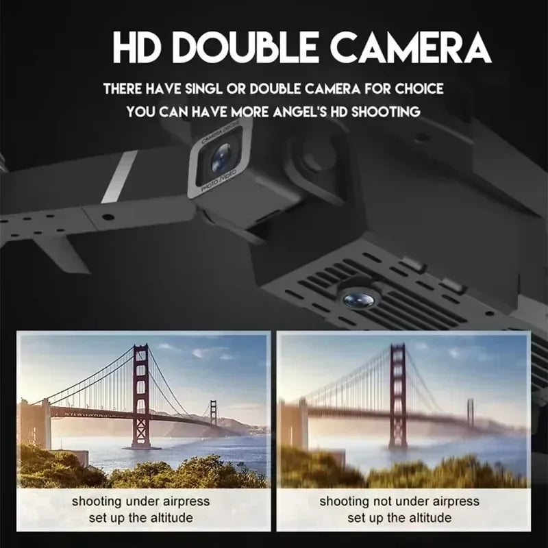 E88Pro RC Drone 4K Professinal With 3 Battery 1080P Wide Angle HD Camera Foldable Helicopter WIFI FPV Height Hold Gift Toy