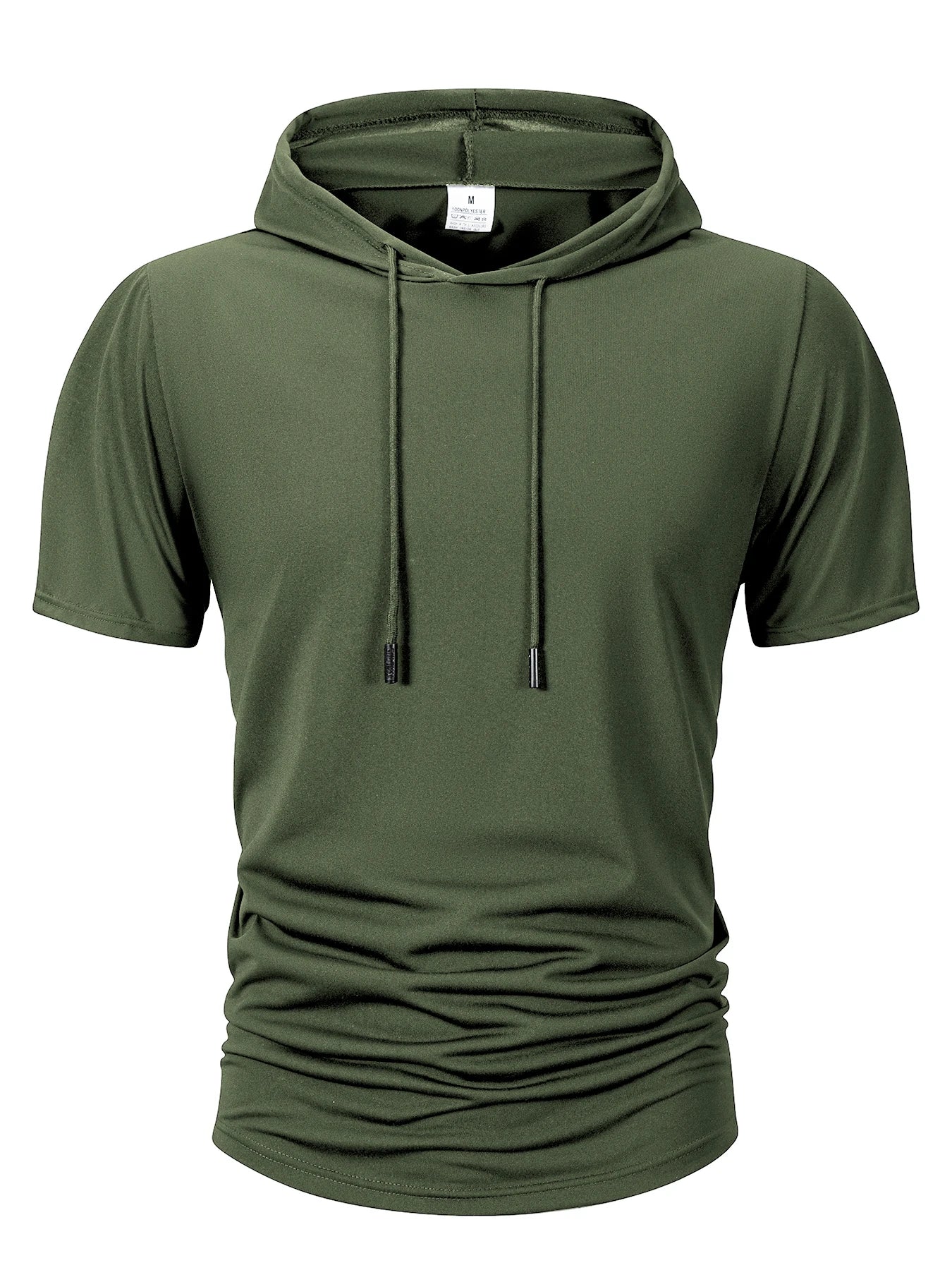 Men's Summer Hoodies T-shirts Short Sleeve Solid Color Loose Hooded Drawstring Pullover Tops Male Casual Sweatwear T-shirt