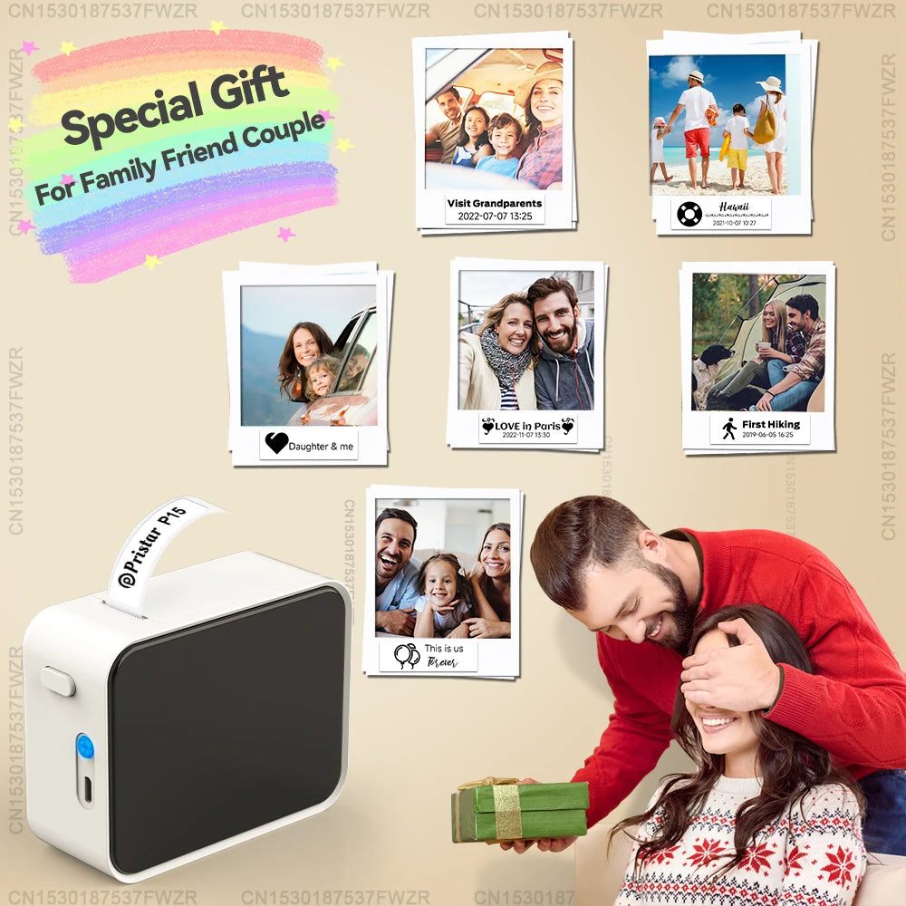 Pristar P15 Label Printer Portable Inkless Bluetooth Mini Label Machine Similar to D30 Labeller D11 D101 D110 Thermal Printer
