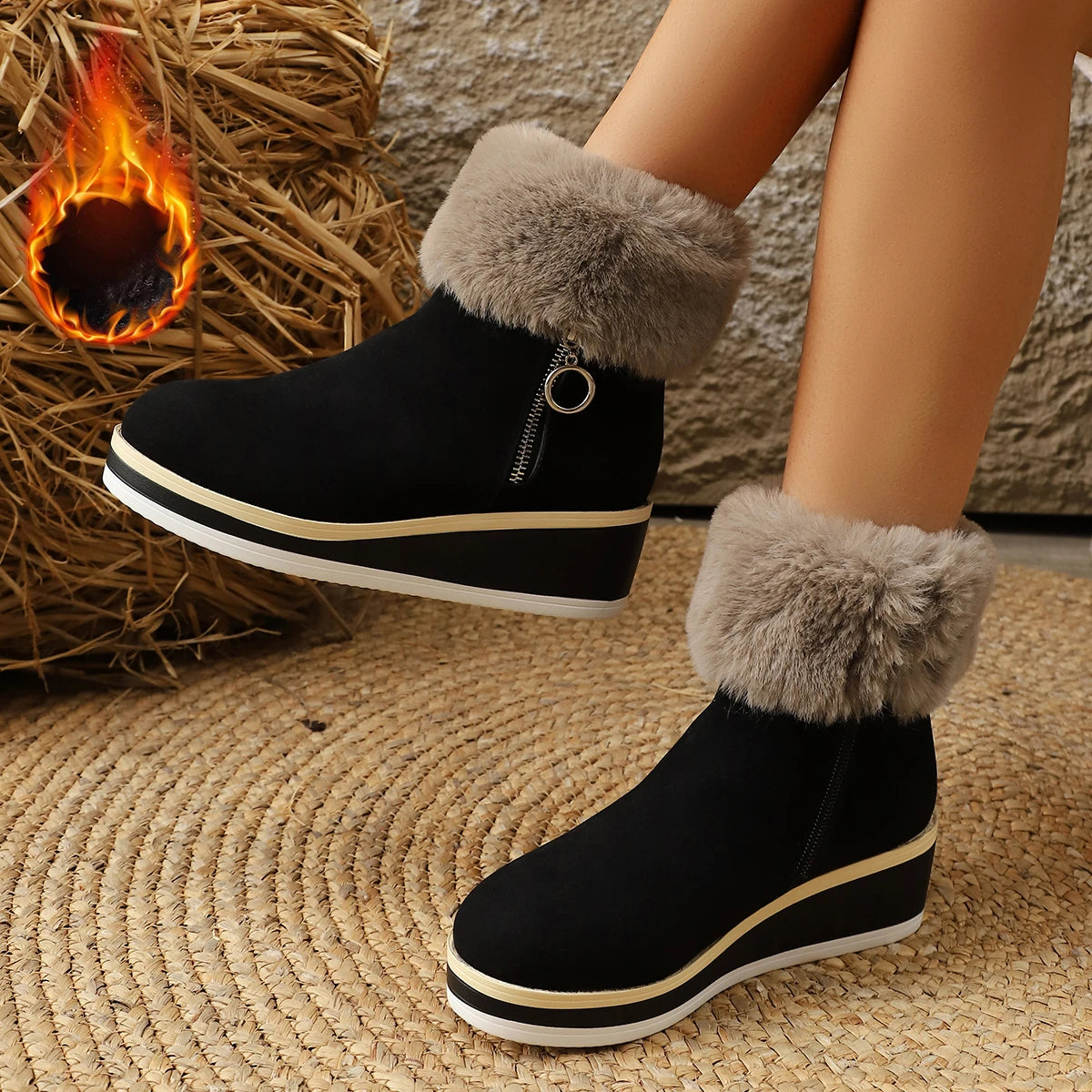 Bottes d'hiver moelleuses à la cheville