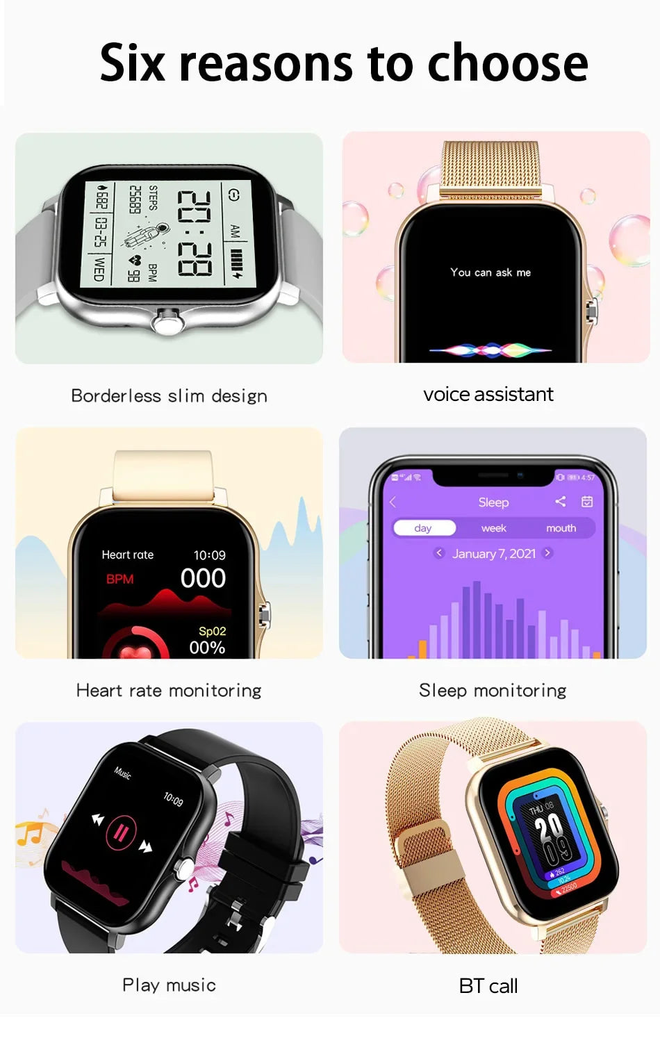 Smartwatch para teléfono Android. Pantalla a color de 1,44 pulgadas, táctil, llamada Bluetooth, carga magnética.