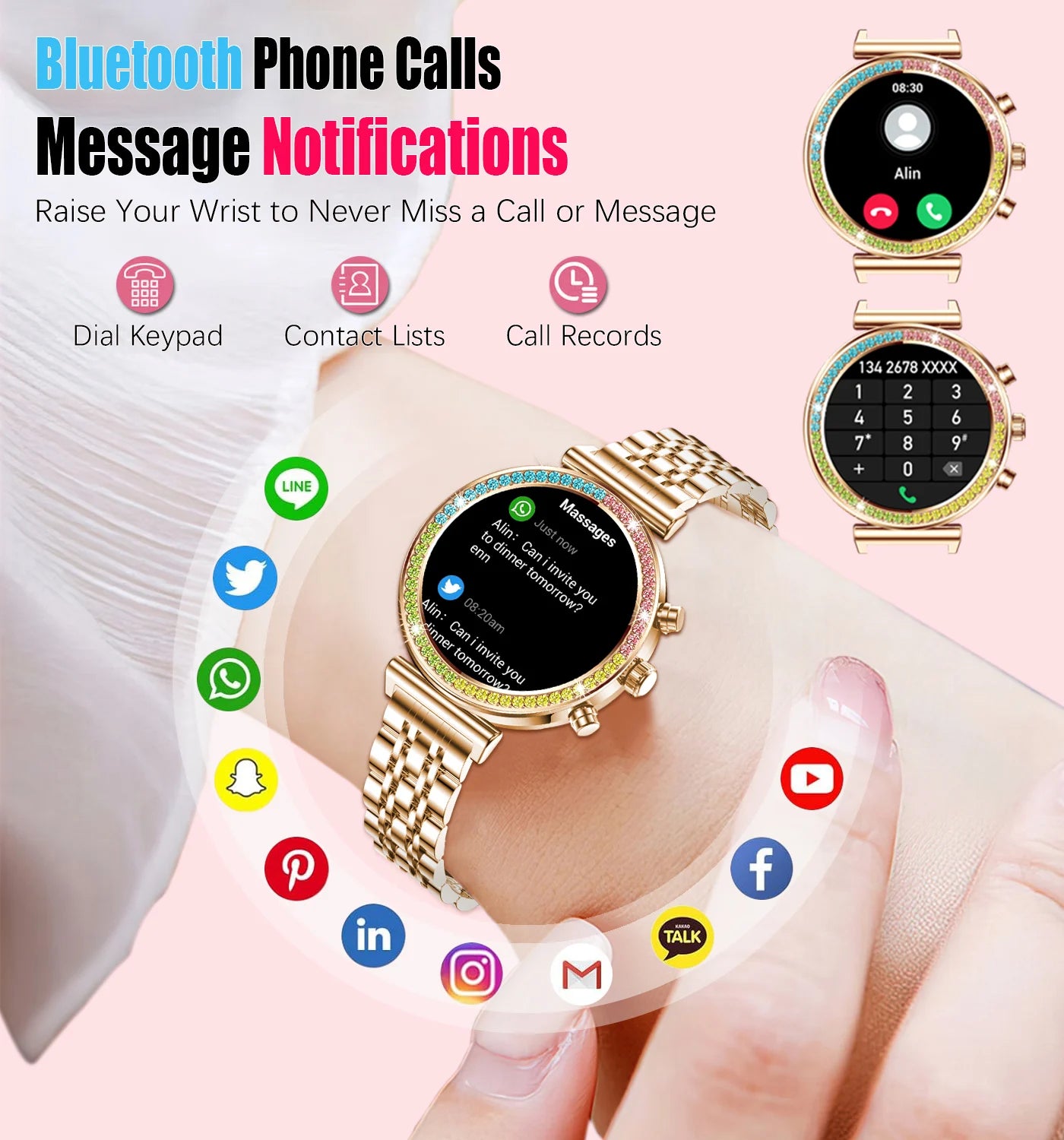 2025 New Smartwatch For Woman 1.27" HD Display Smart Watch Women Bluetooth Calls Waterproof Sports Heart rate Monitoring Watches