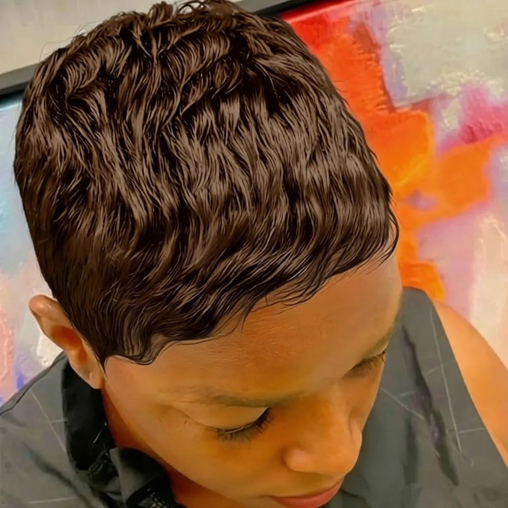 Brown Burgundy Pixie Wig