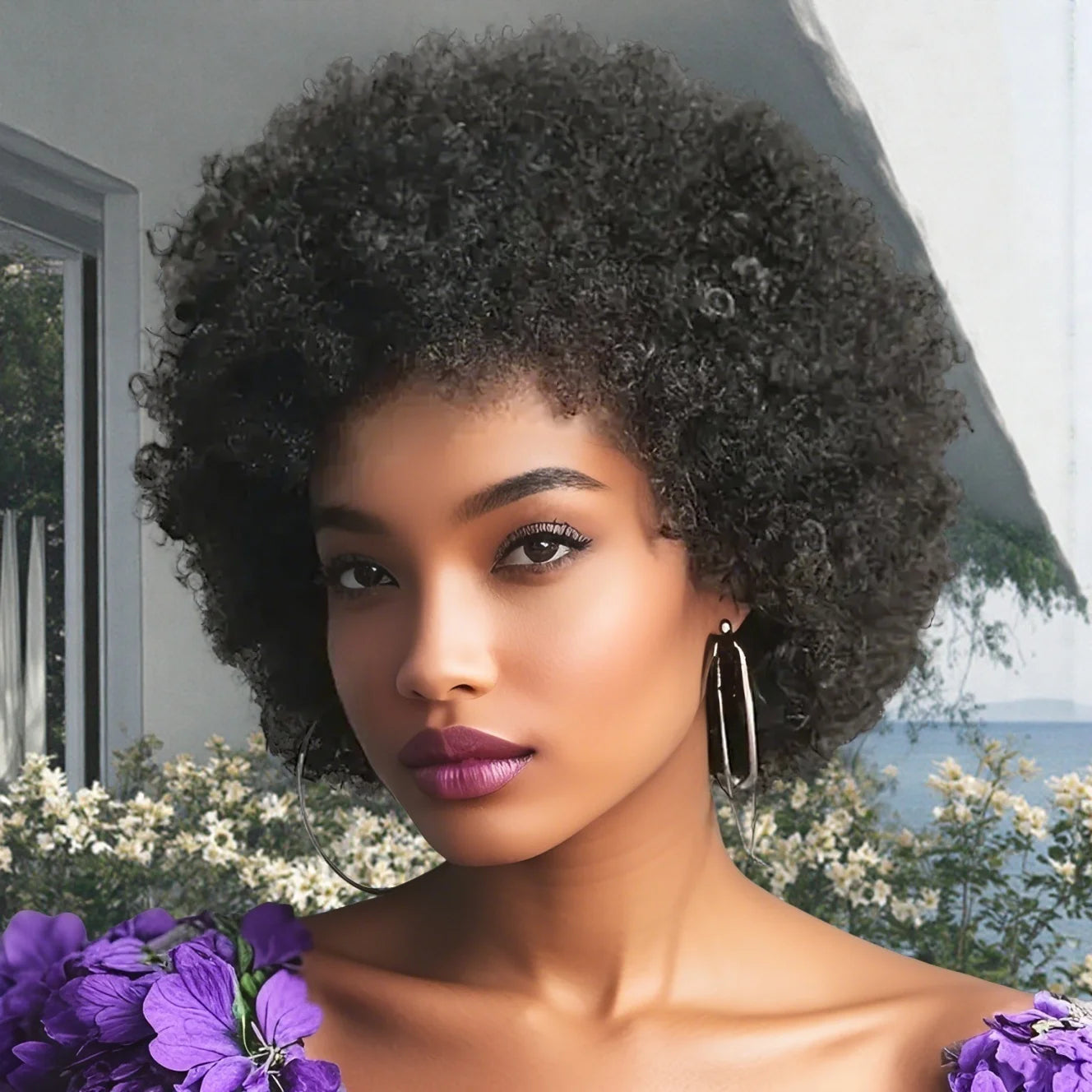 Peluca rizada afro.