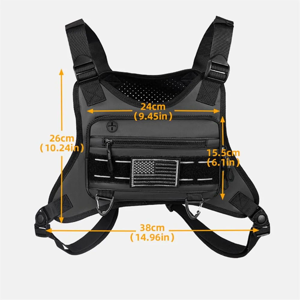 Bolso de pecho táctico para exteriores, chaleco de hombre, EDC, impermeable, antirrobo, para ciclismo, correr, bolso de mano para el pecho