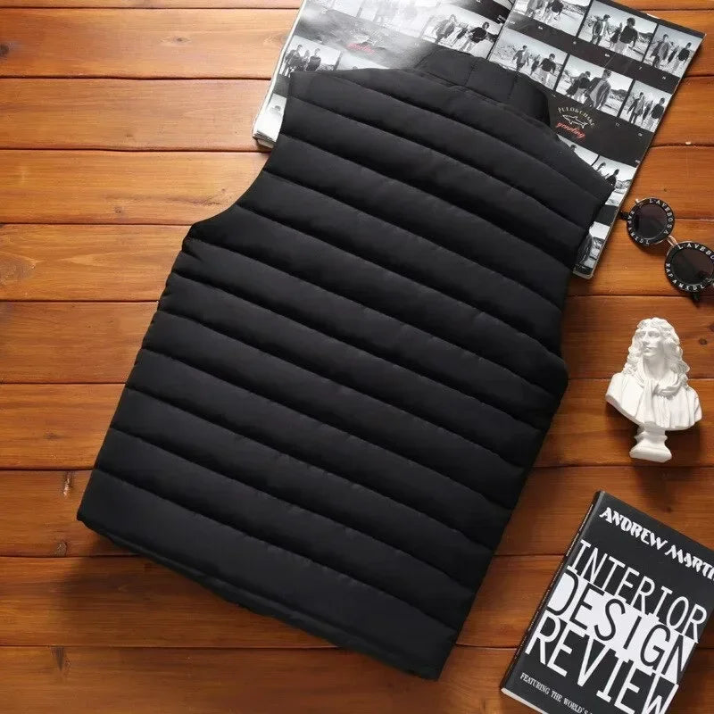 Men' Sleeveless Vest Jackets Winter Fashion Male Cotton-Padded Vest Coats Men Stand Collar Warm Waistcoats Clothing 5XL