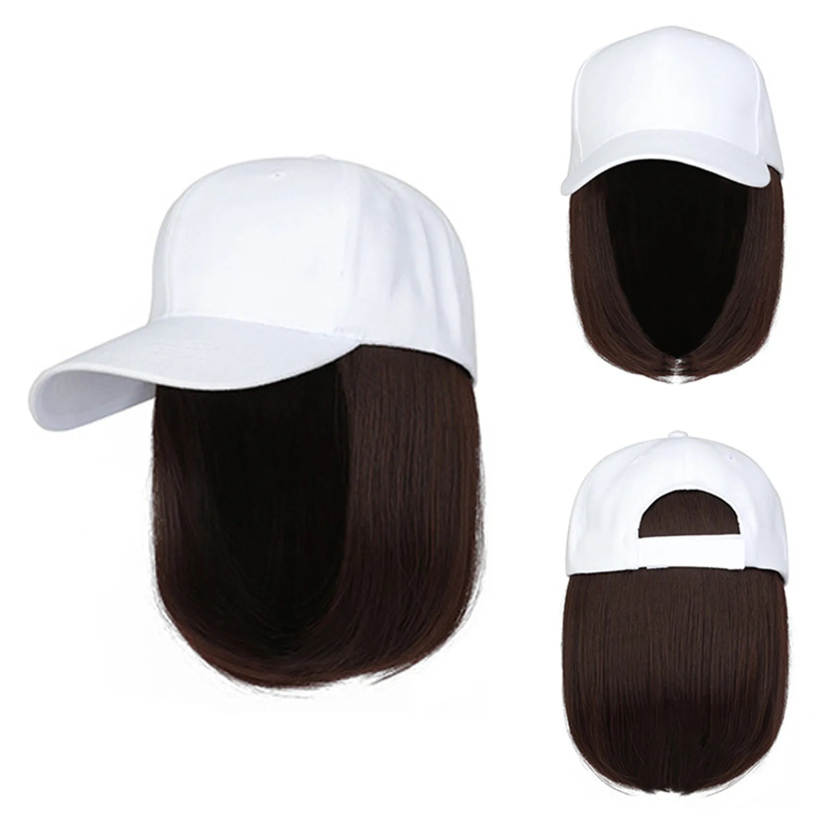 Peluca de gorra de béisbol sintética