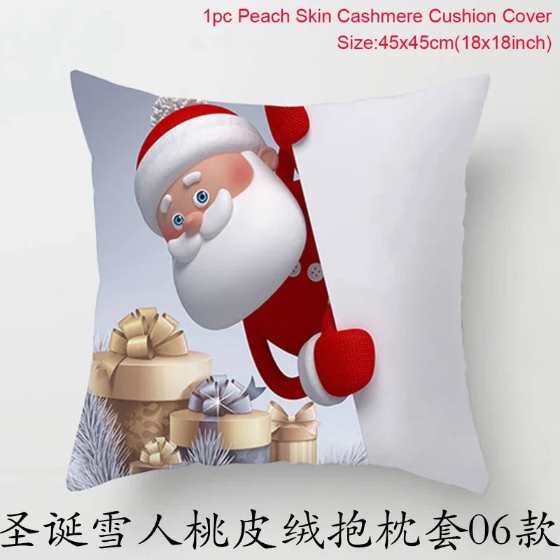 Merry Christmas Cushion Cover Christmas Decorations for Home 2021 Cristmas Ornament Noel Xmas Decor Navidad Happy New Year Gifts