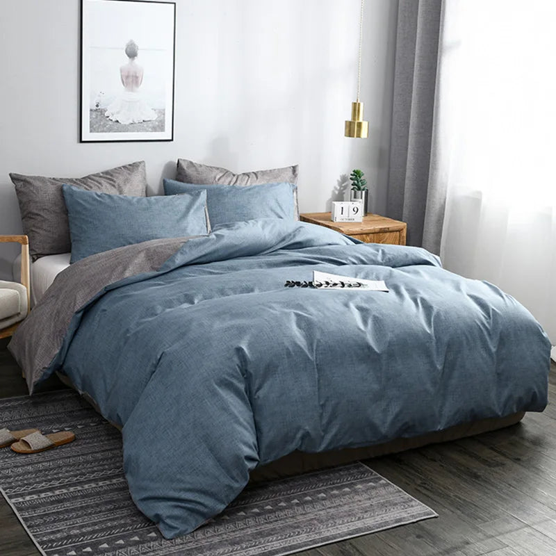2/3pcs Set Soft Bedding Duvet Cover Set Green/Blue Light-weight Comforter Cover with Zipper Closure, Envelop Pillowcase