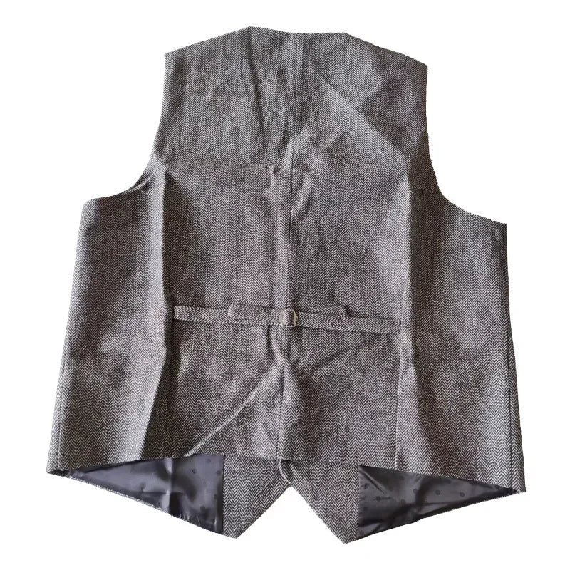 New Men's Business Suit Vests Solid V-Neck Formal Dress Vests Multi Pockets Casual Slim Sleeveless Jacket for Groosmen Wedding