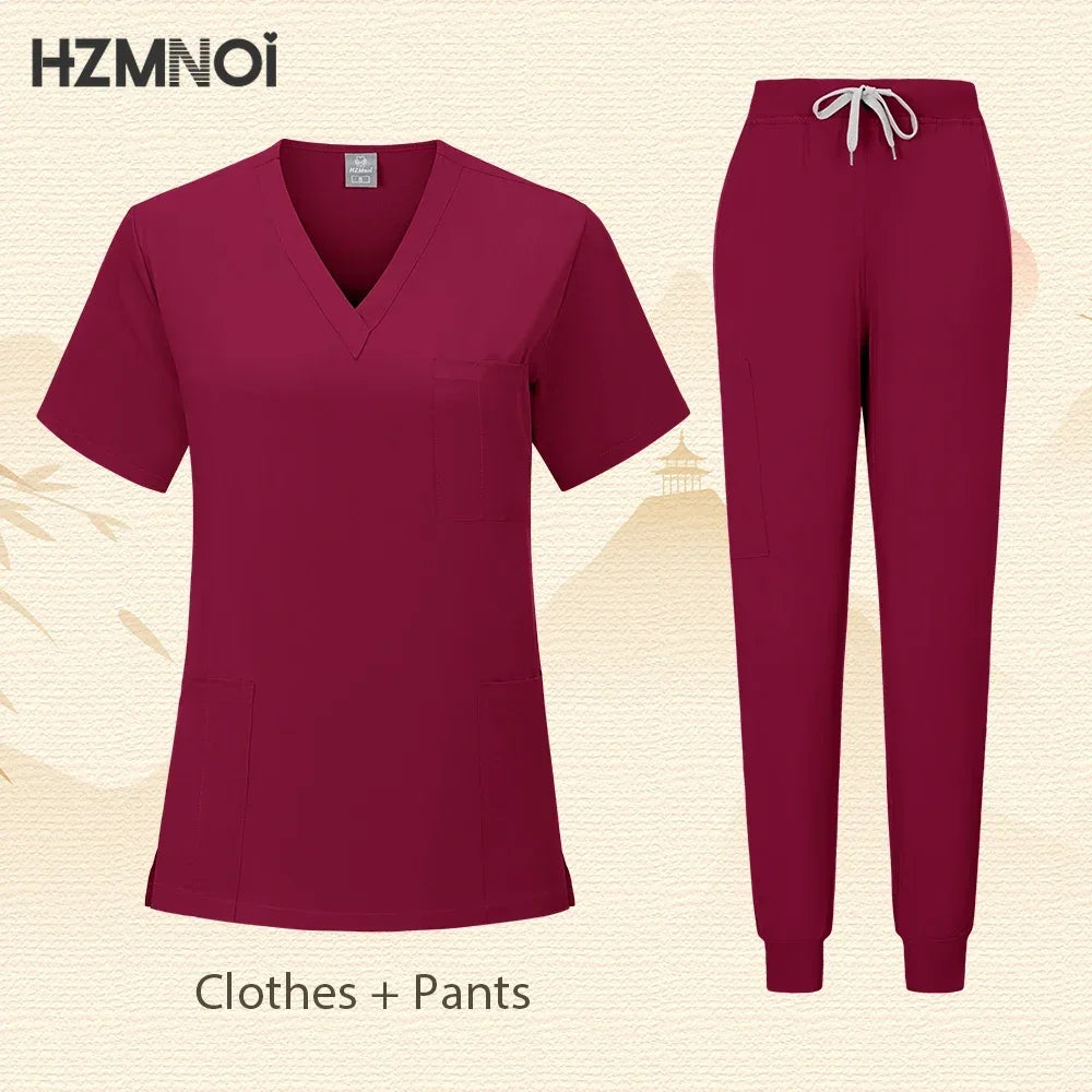 Workwear Nurse Uniform Tops+Straight Pants Medical Nursing Uniform Women Men Pet Shop Beauty Work Suit Doctor Surgery Scrubs Set