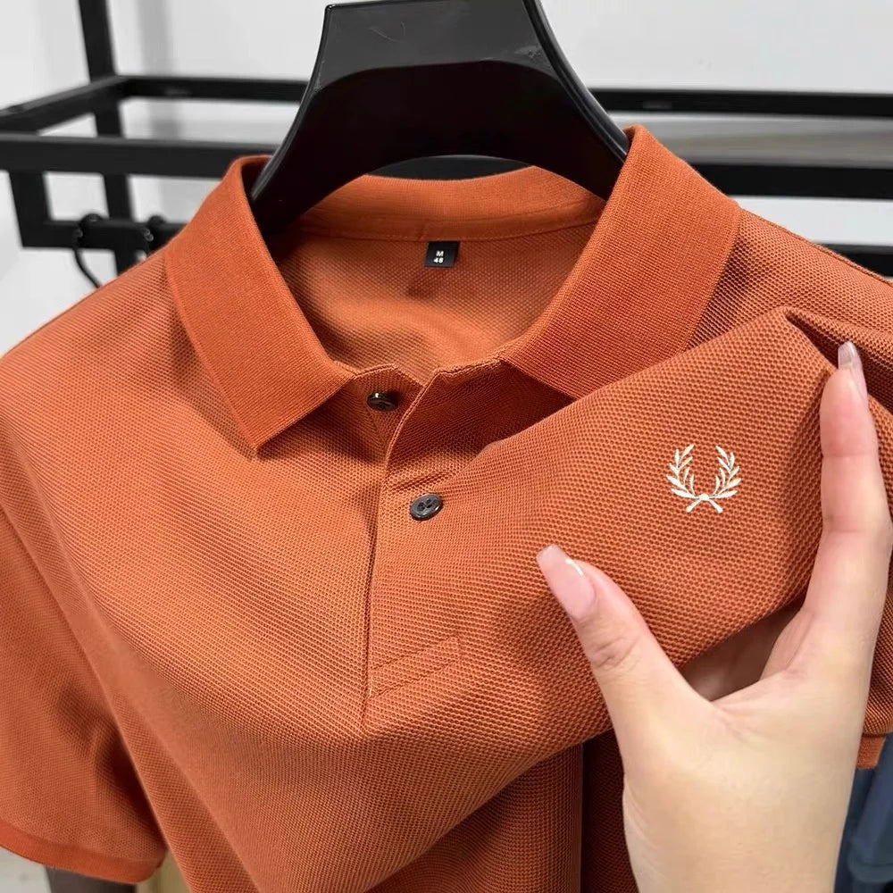 Luxury brand 100% cotton short sleeve men's polo shirt summer high-end fashion classic embroidery business casual golf T-shirt