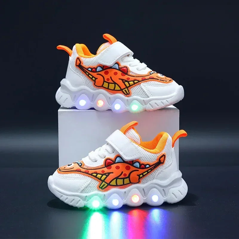LED-barn søte tegneserie gutter casual joggesko for barn sko jente mesh pustende belysning sko baby opplyst sko