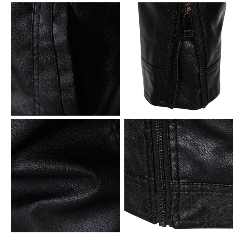 Veste en cuir doublée de fourrure pour homme