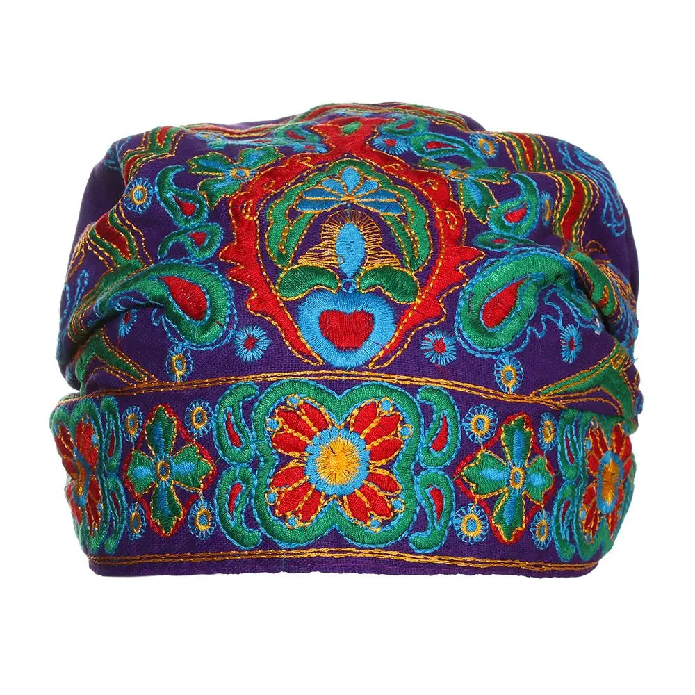 Fashion Embroidery Flowers Bandanas Mexican Style Ethnic Turban Hats Vintage Breathable Hair Cover Cap for Women