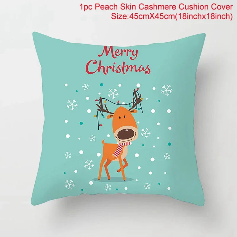 Merry Christmas Cushion Cover Christmas Decorations for Home 2021 Cristmas Ornament Noel Xmas Decor Navidad Happy New Year Gifts