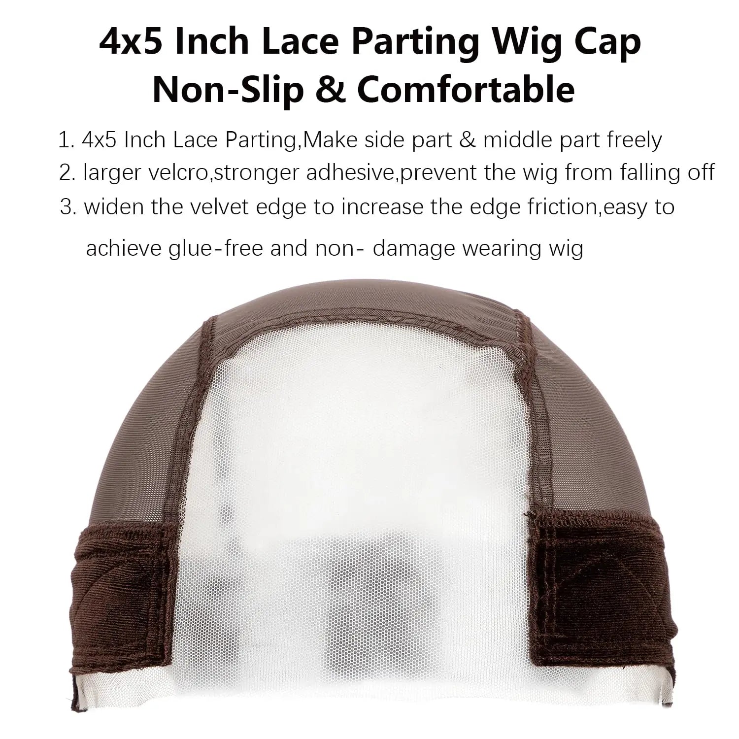 Lace Wig Grip Cap parykkfestebånd for Lace Front-parykker for å holde parykken på plass, justerbar parykkhette med festebånd, sklisikker lue