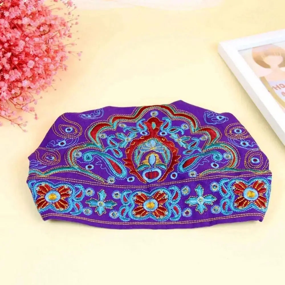Fashion Embroidery Flowers Bandanas Mexican Style Ethnic Turban Hats Vintage Breathable Hair Cover Cap for Women