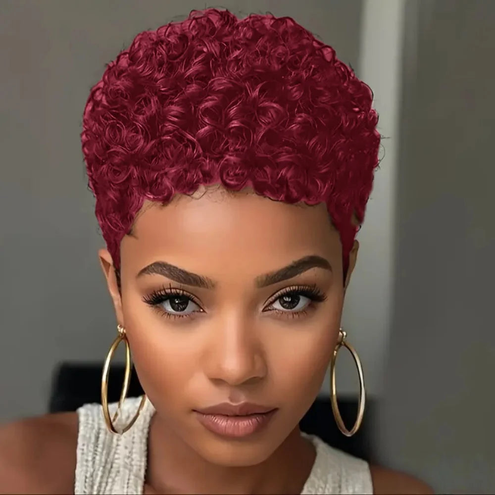 99J Short Curly Pixie Wig – Bold, Elegant & Effortlessly Beautiful