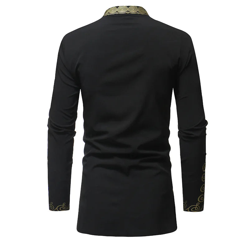 Ropa africana para hombres Dashiki Camisas de verano africanas de manga larga de poliéster estampadas Tops africanos para hombres
