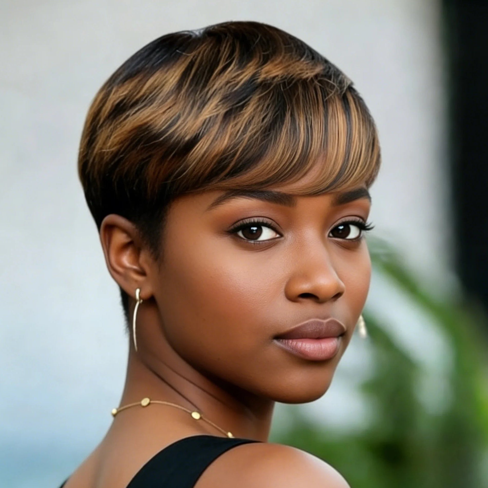 Brown Pixie Human Hair Wig