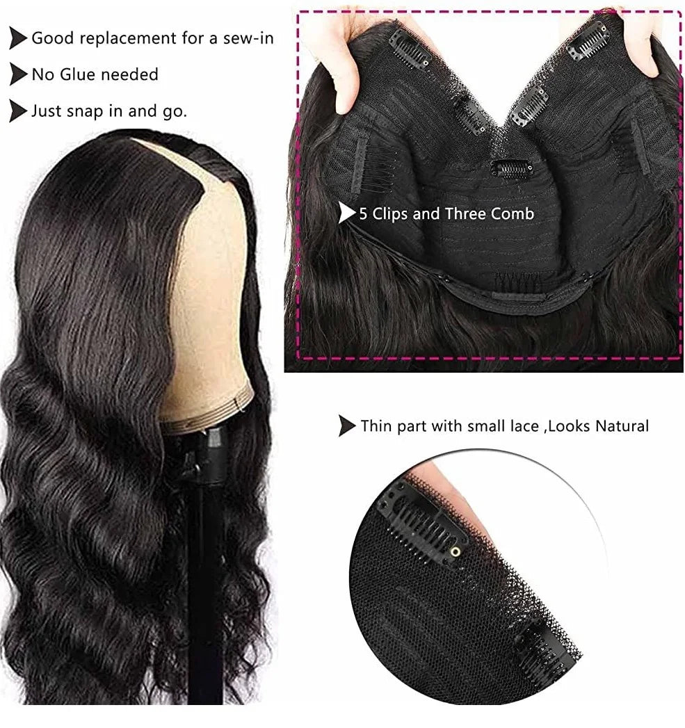 Drawstring V Part Body Wave Wig
