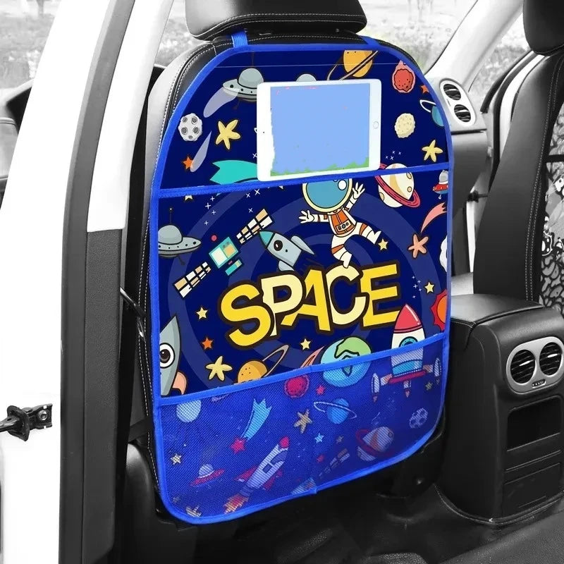 1PC Almohadilla antipedales para niños, protector de respaldo de asiento de coche, funda para niños, alfombrilla antipedales de dibujos animados para coche con bolsa, almohadilla antipedales impermeable